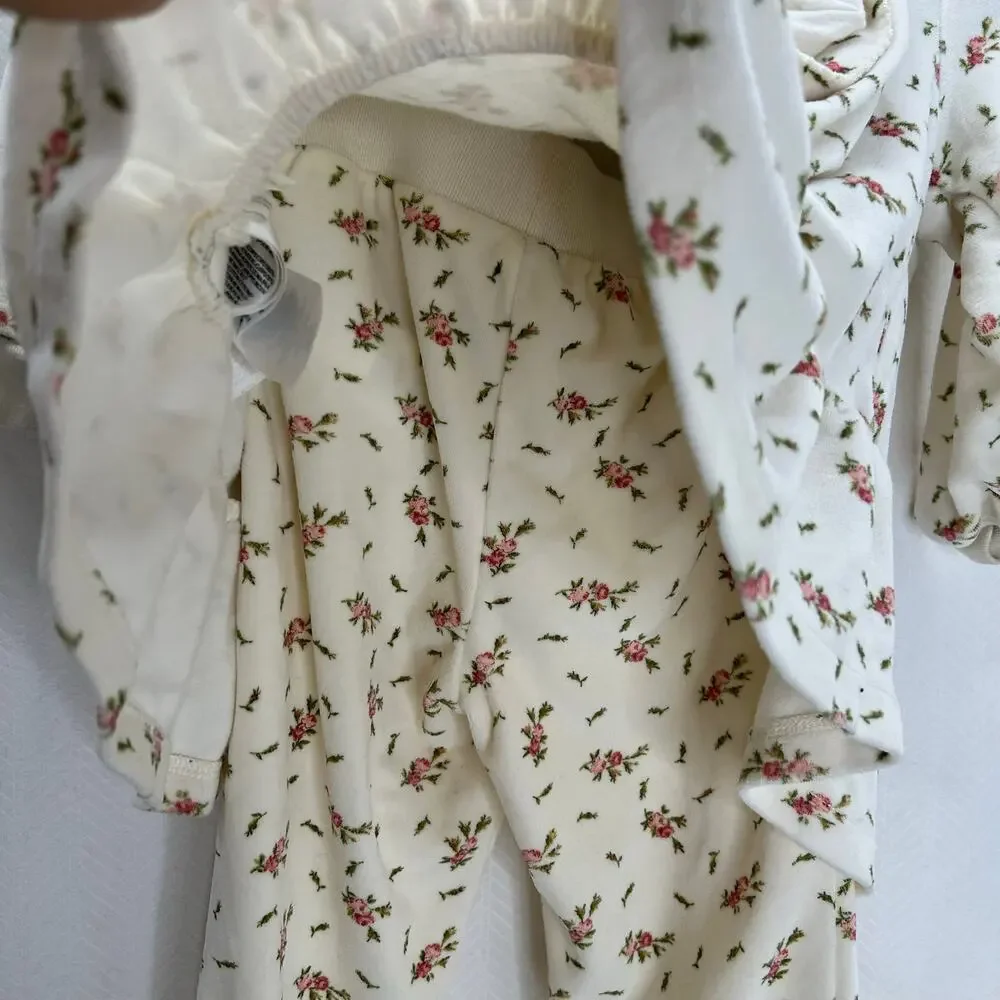 Ralph Lauren white velour track suit 24 mos. Rose print hoodie 2 piece